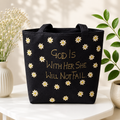 Black Daisy Faith tote bag