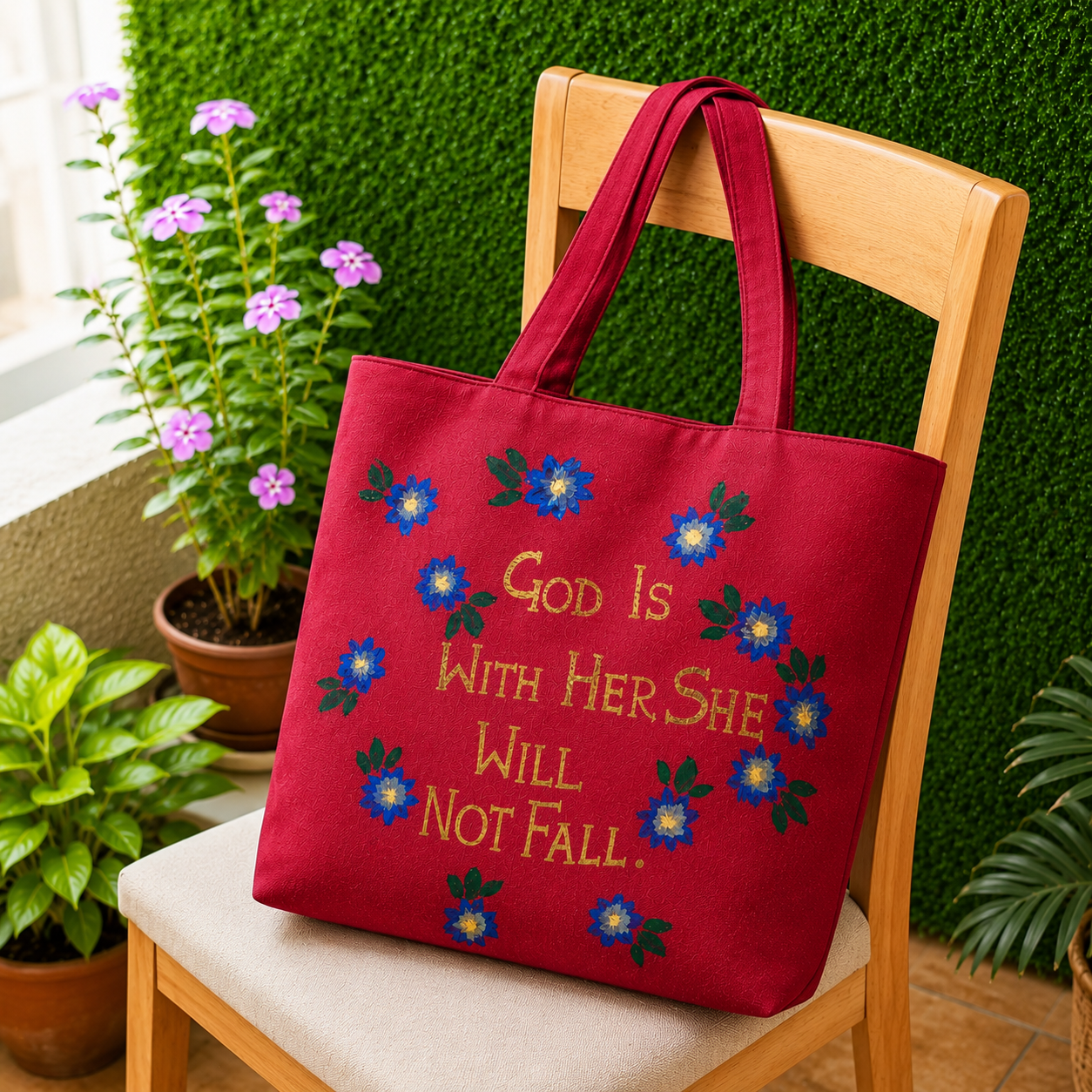 Psalm 46:5 Floral Tote Bag